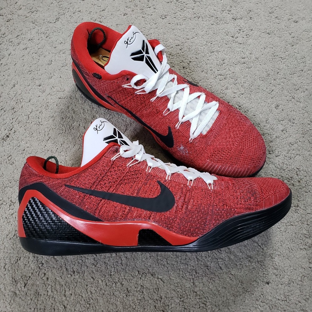 Nike Kobe 9 Elite Low iD Custom Red Black White Rare Flyknit IX 677992-994